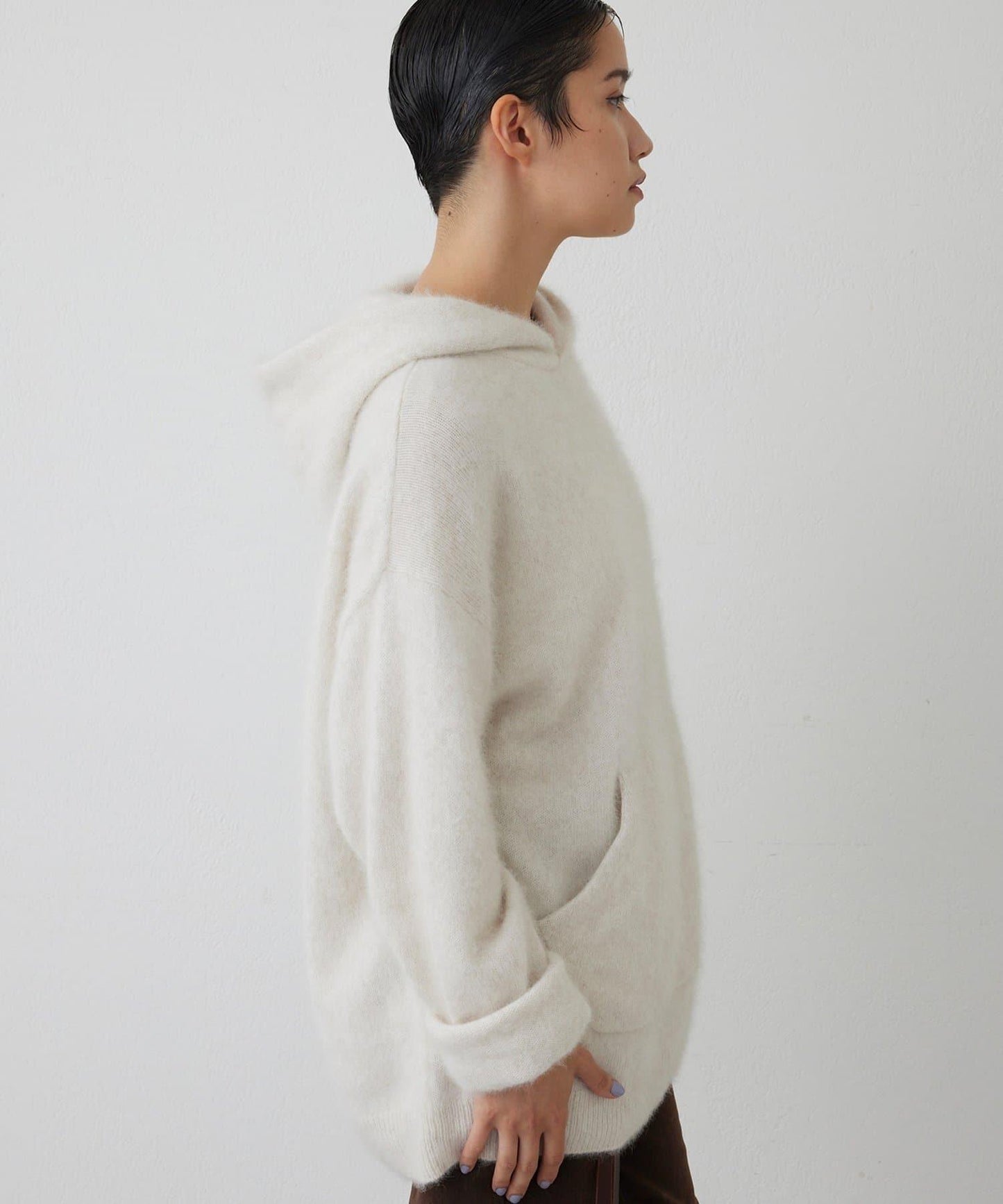 【THE PAUSE】仿毛針織連帽套頭衫