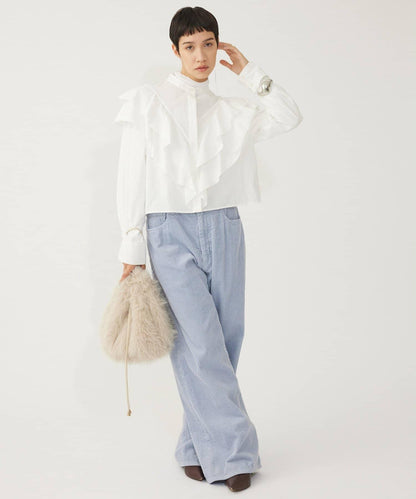 【THE PAUSE】荷葉邊短款襯衫