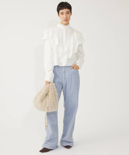 【THE PAUSE】荷葉邊短款襯衫