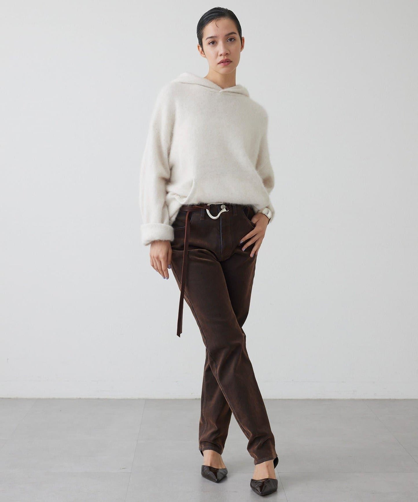 【THE PAUSE】仿毛針織連帽套頭衫