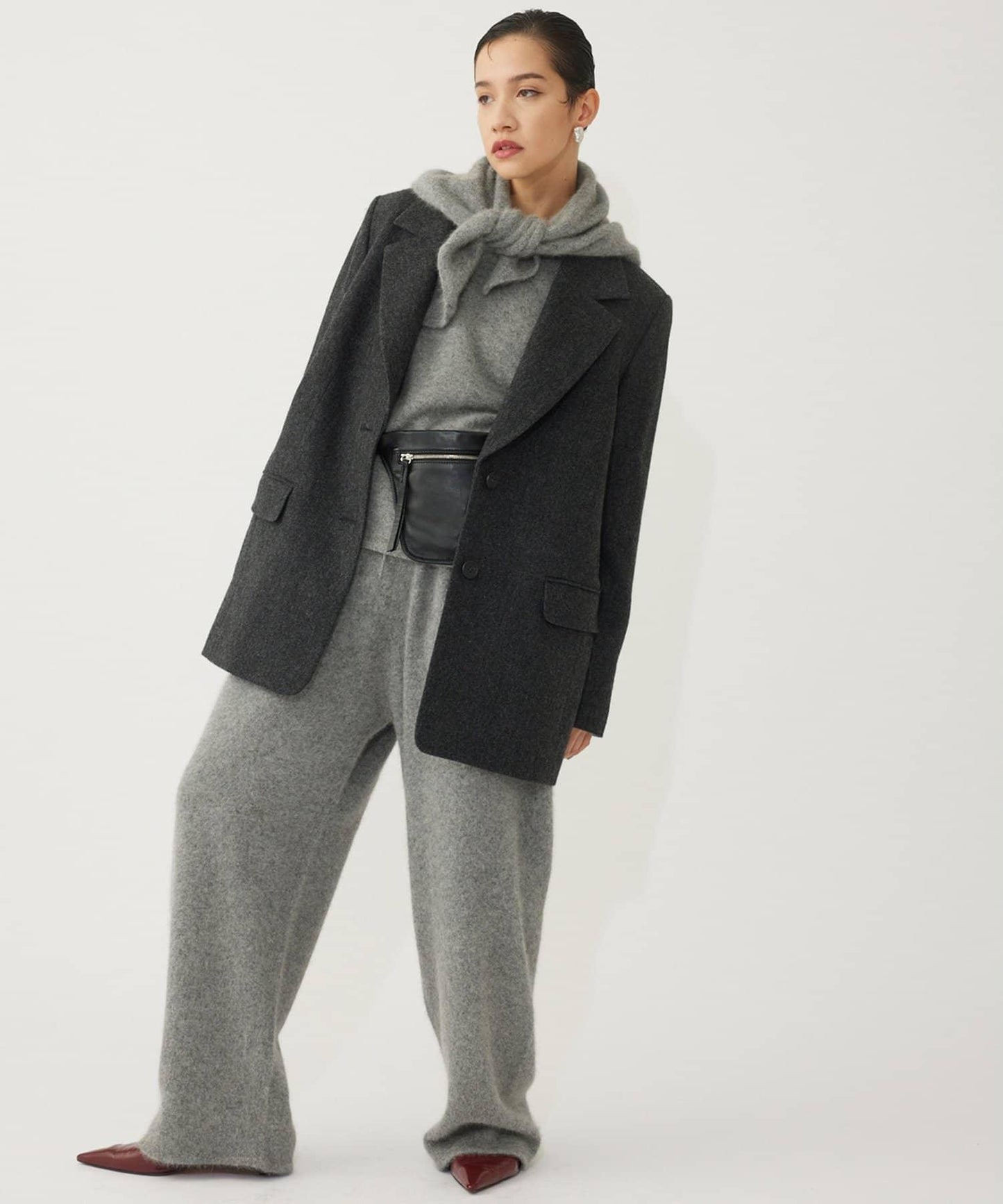 【THE PAUSE】仿毛針織抽繩長褲