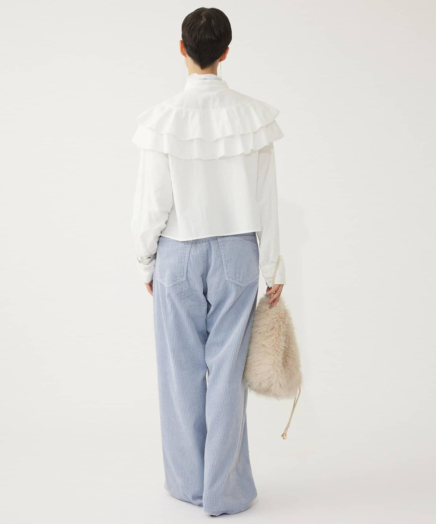 【THE PAUSE】荷葉邊短款襯衫