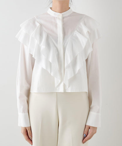 【THE PAUSE】荷葉邊短款襯衫