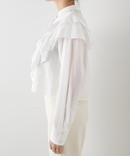 【THE PAUSE】荷葉邊短款襯衫