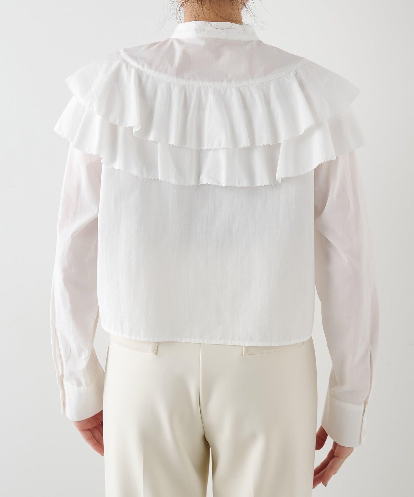 【THE PAUSE】荷葉邊短款襯衫