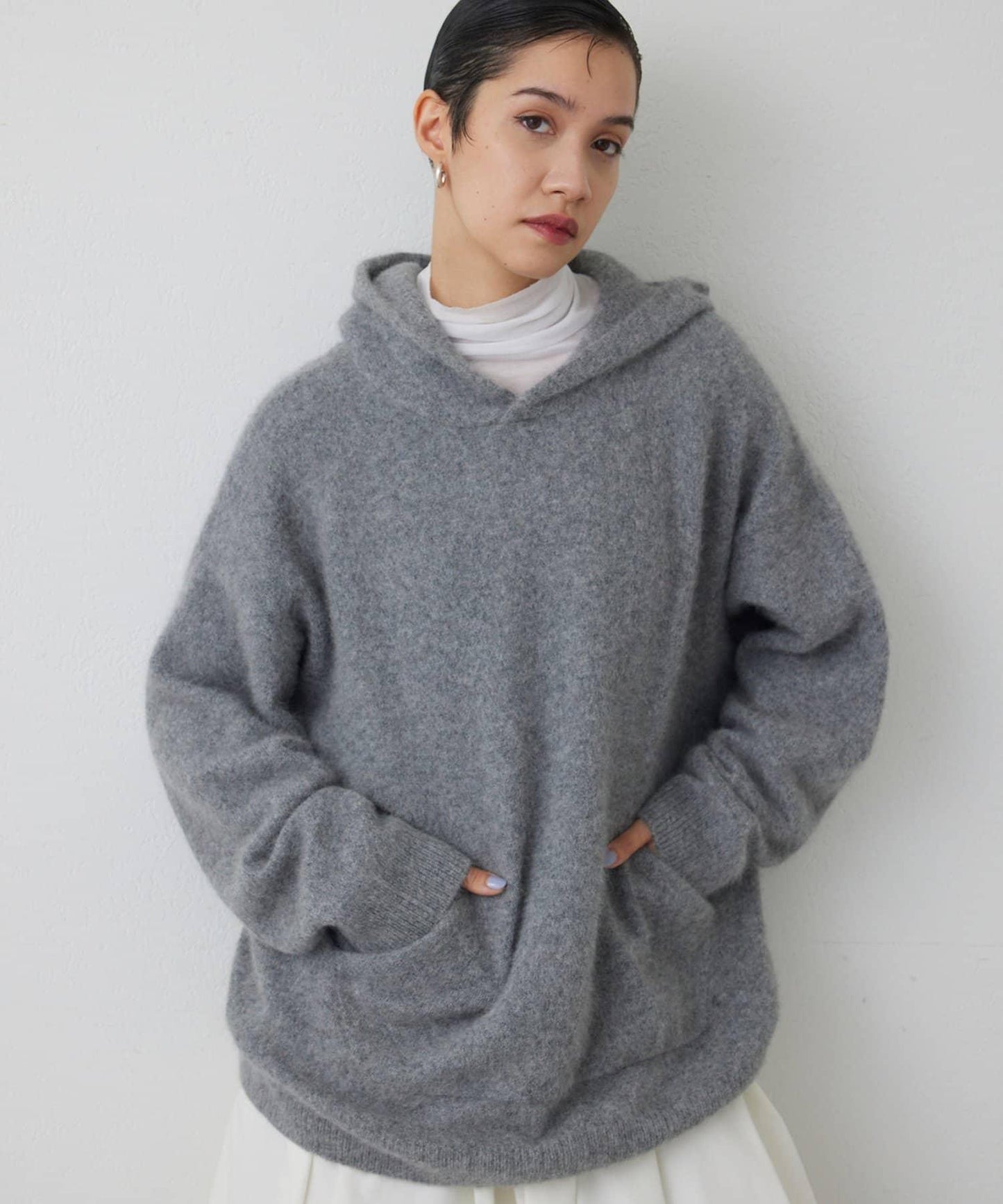 【THE PAUSE】仿毛針織連帽套頭衫