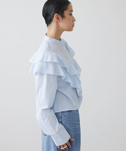 【THE PAUSE】荷葉邊短款襯衫