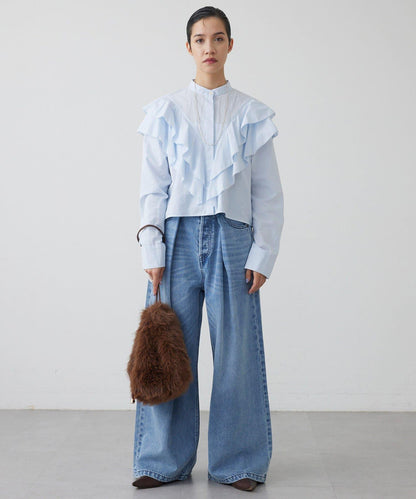 【THE PAUSE】荷葉邊短款襯衫