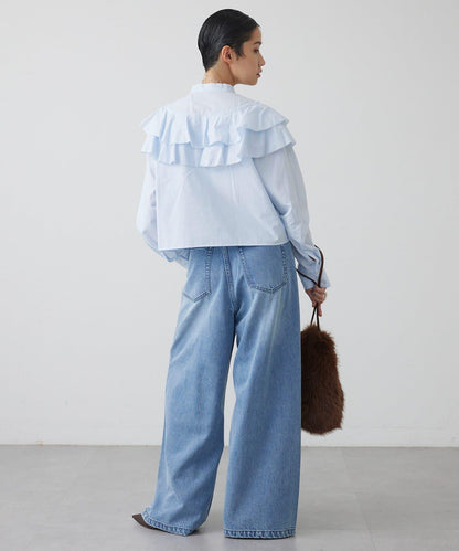 【THE PAUSE】荷葉邊短款襯衫