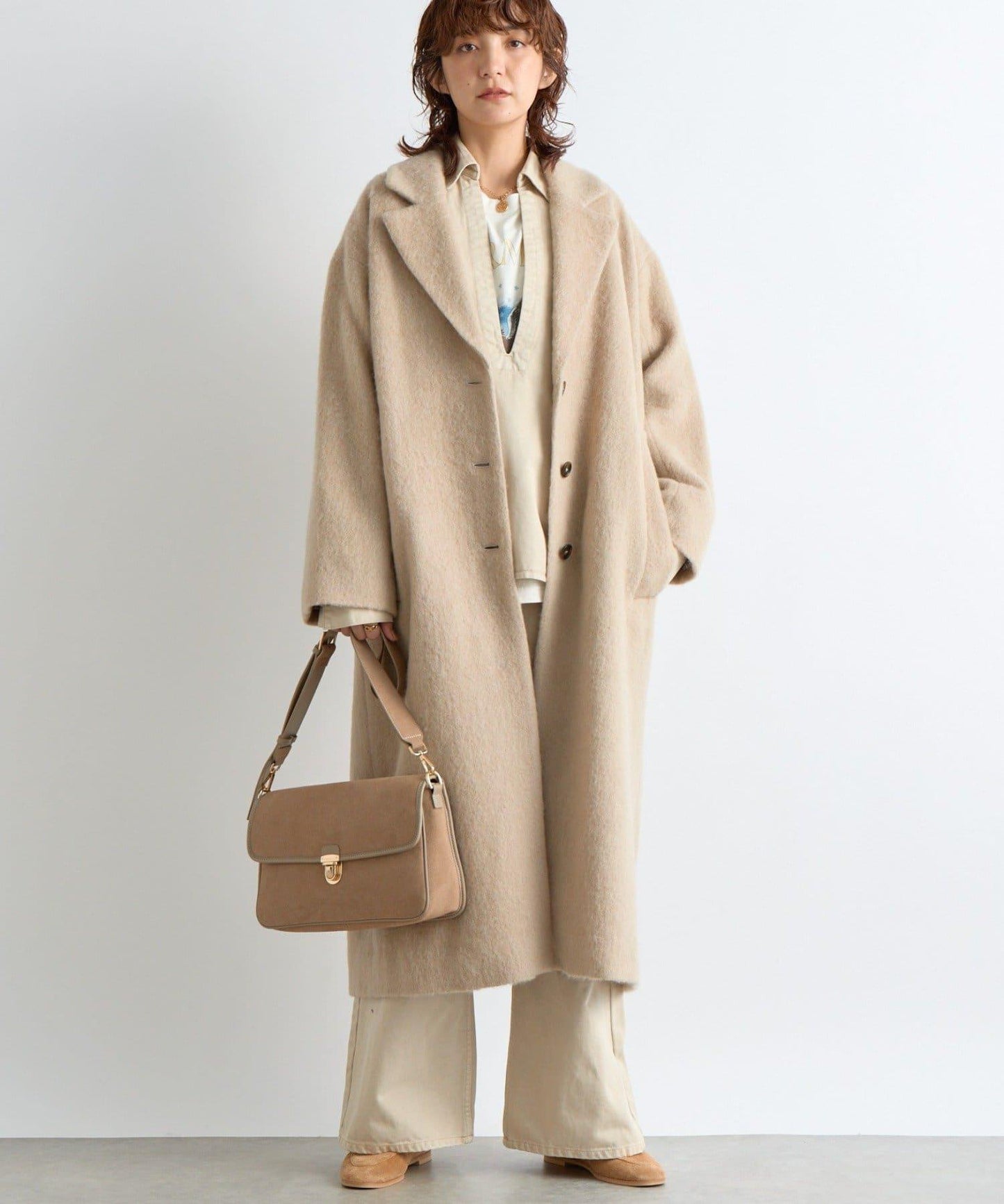 【柔軟質感】長款毛絨切斯特大衣