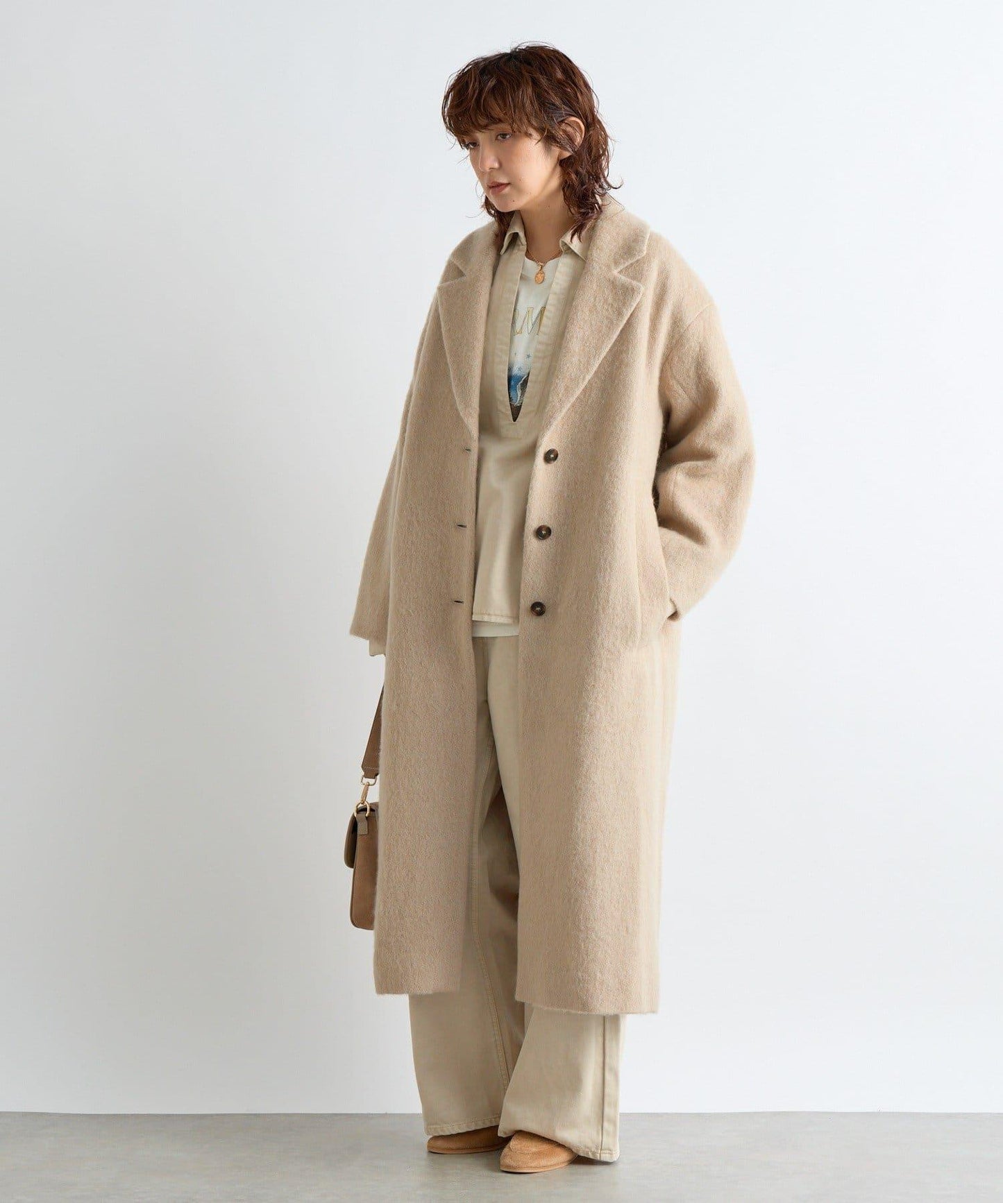 【柔軟質感】長款毛絨切斯特大衣