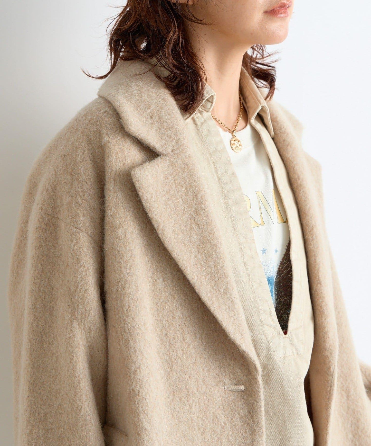 【柔軟質感】長款毛絨切斯特大衣