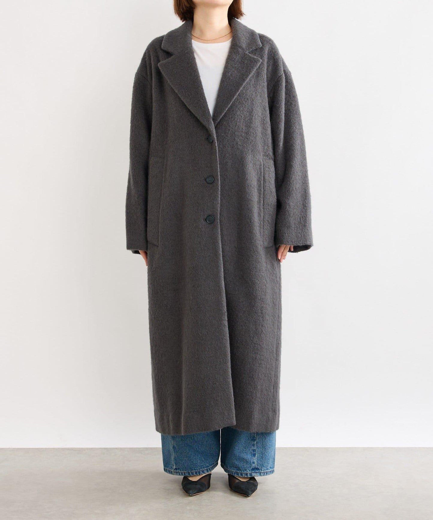 【柔軟質感】長款毛絨切斯特大衣