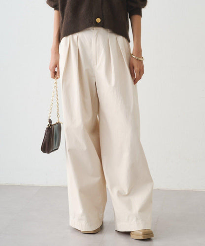 休閒腰帶褶皺長褲