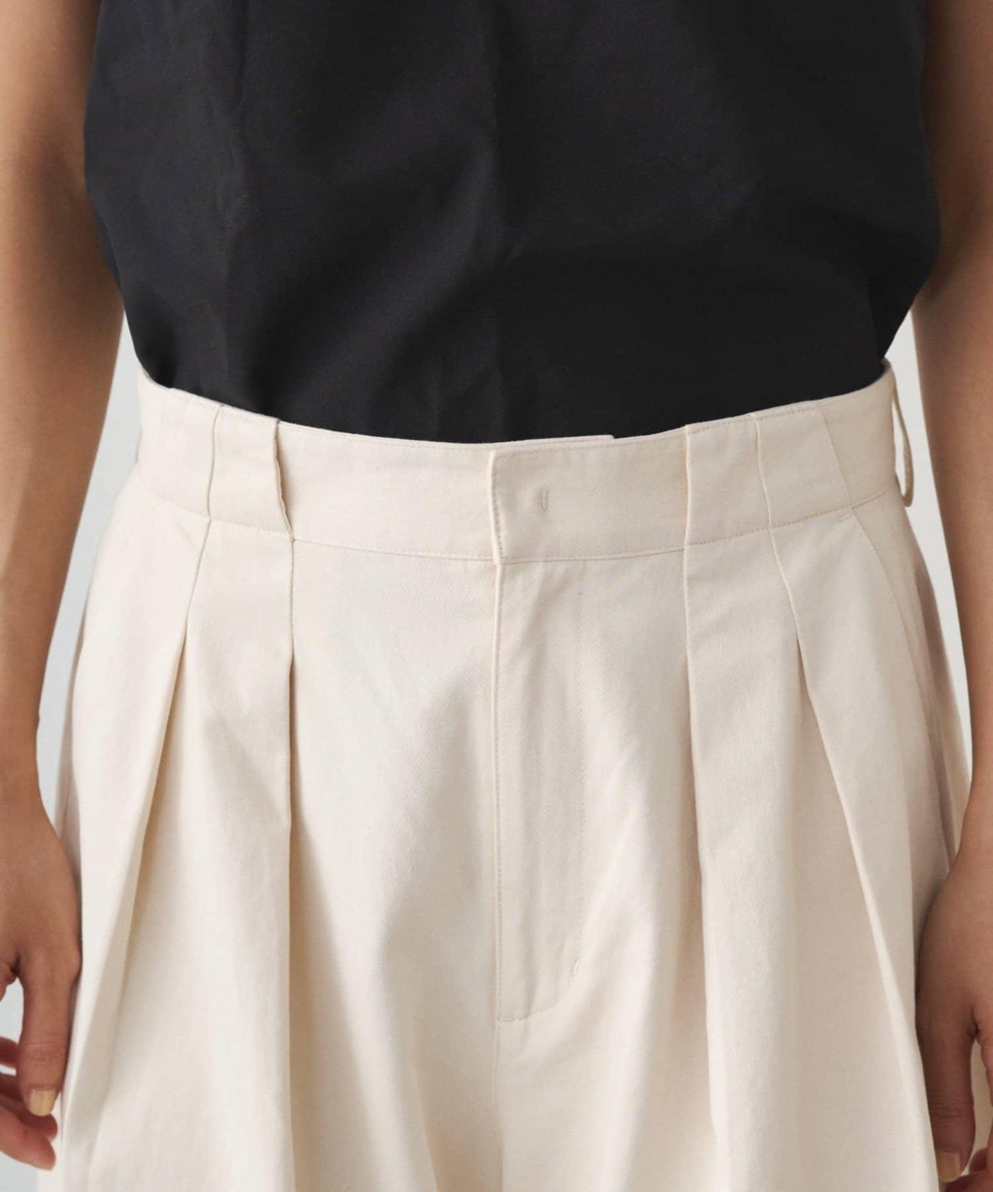 休閒腰帶褶皺長褲