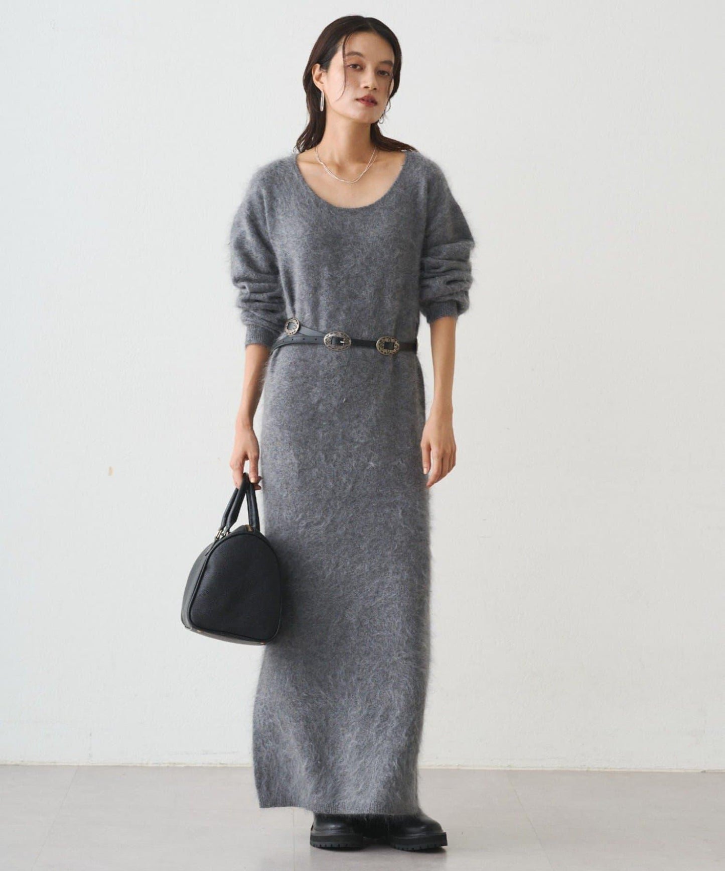 毛絨針織連衣裙