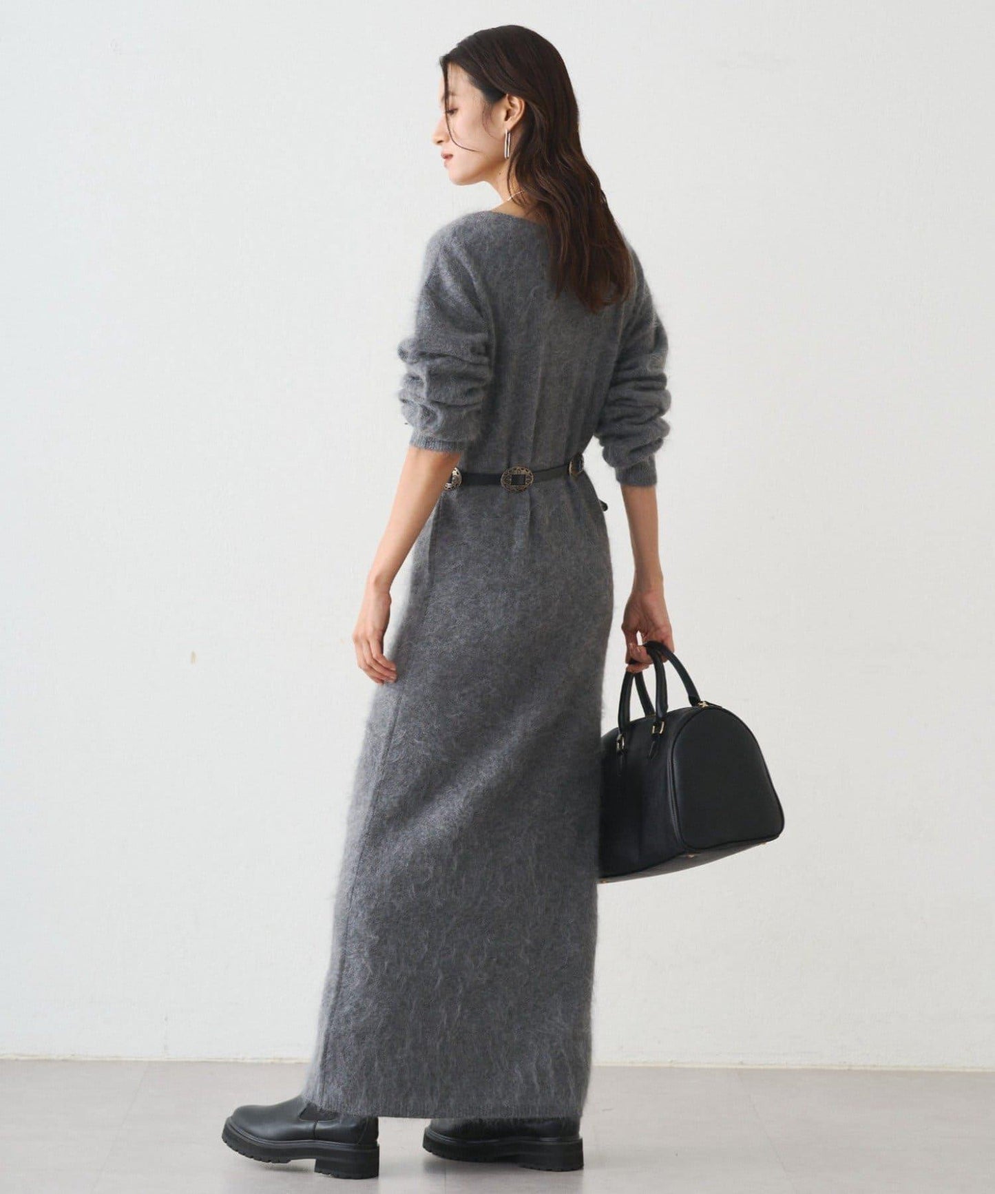 毛絨針織連衣裙