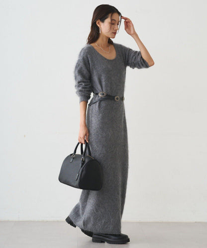 毛絨針織連衣裙