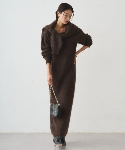 毛絨針織連衣裙