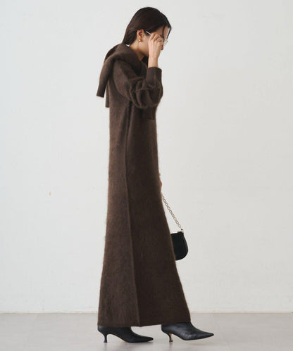 毛絨針織連衣裙