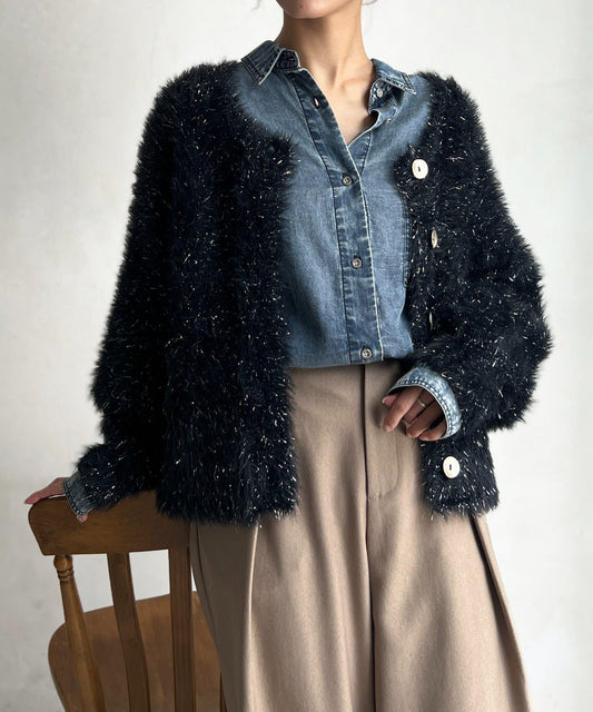 亮片羽毛兩用開衫