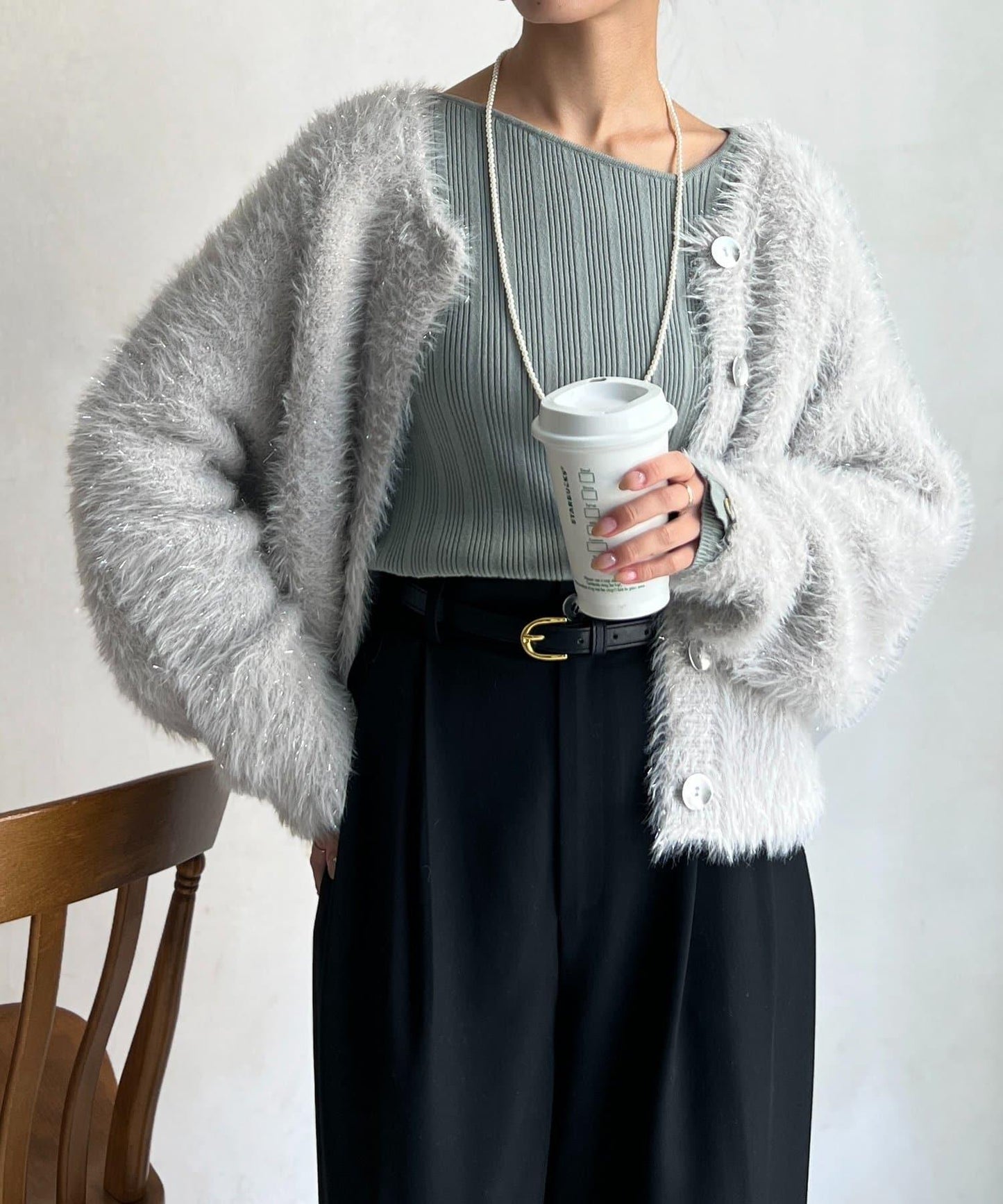 亮片羽毛兩用開衫