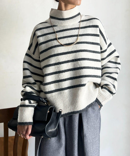 後開叉高領針織套頭衫