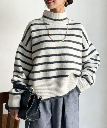 後開叉高領針織套頭衫