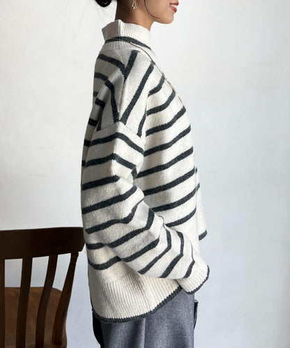 後開叉高領針織套頭衫