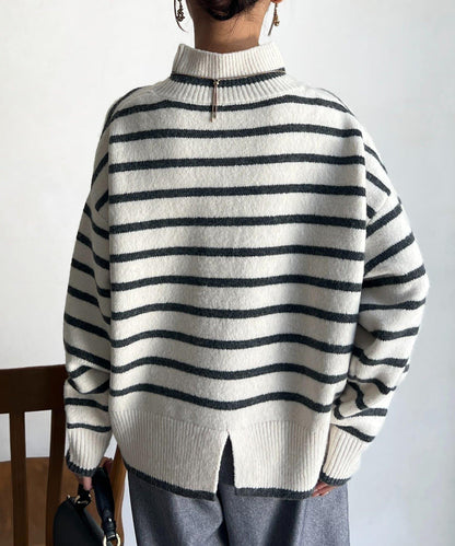 後開叉高領針織套頭衫