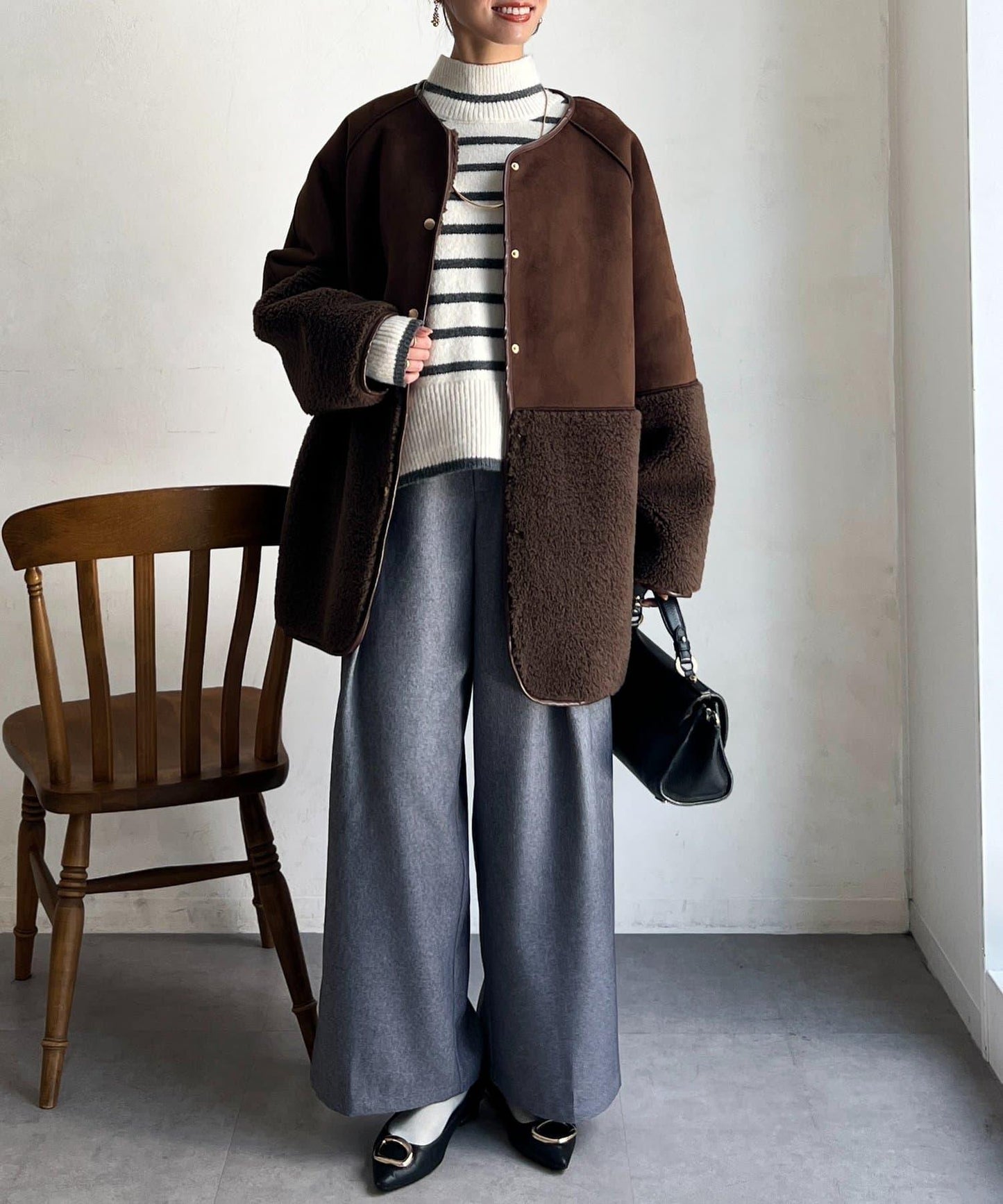 後開叉高領針織套頭衫