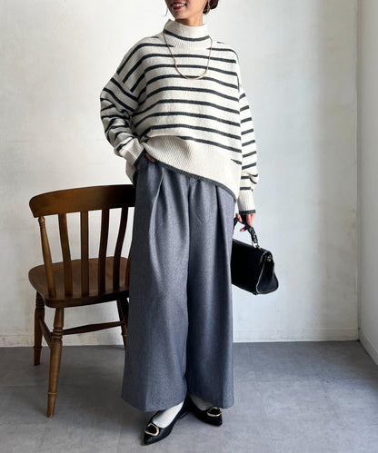 後開叉高領針織套頭衫