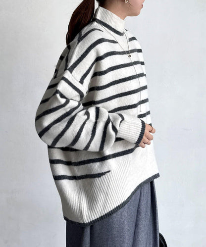 後開叉高領針織套頭衫