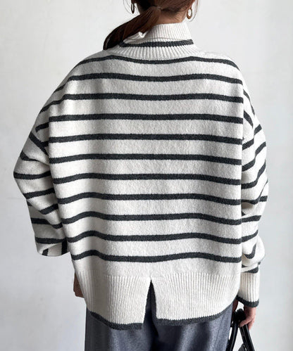 後開叉高領針織套頭衫