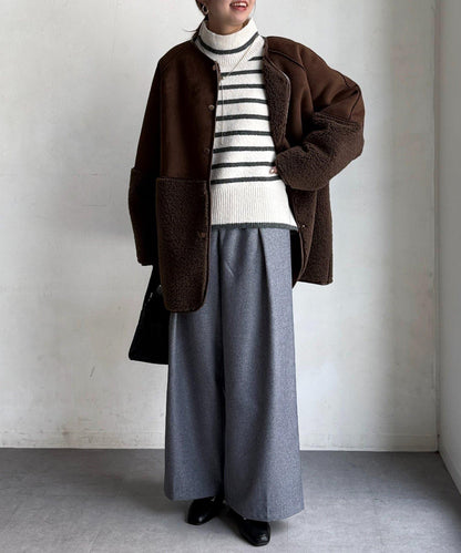 後開叉高領針織套頭衫