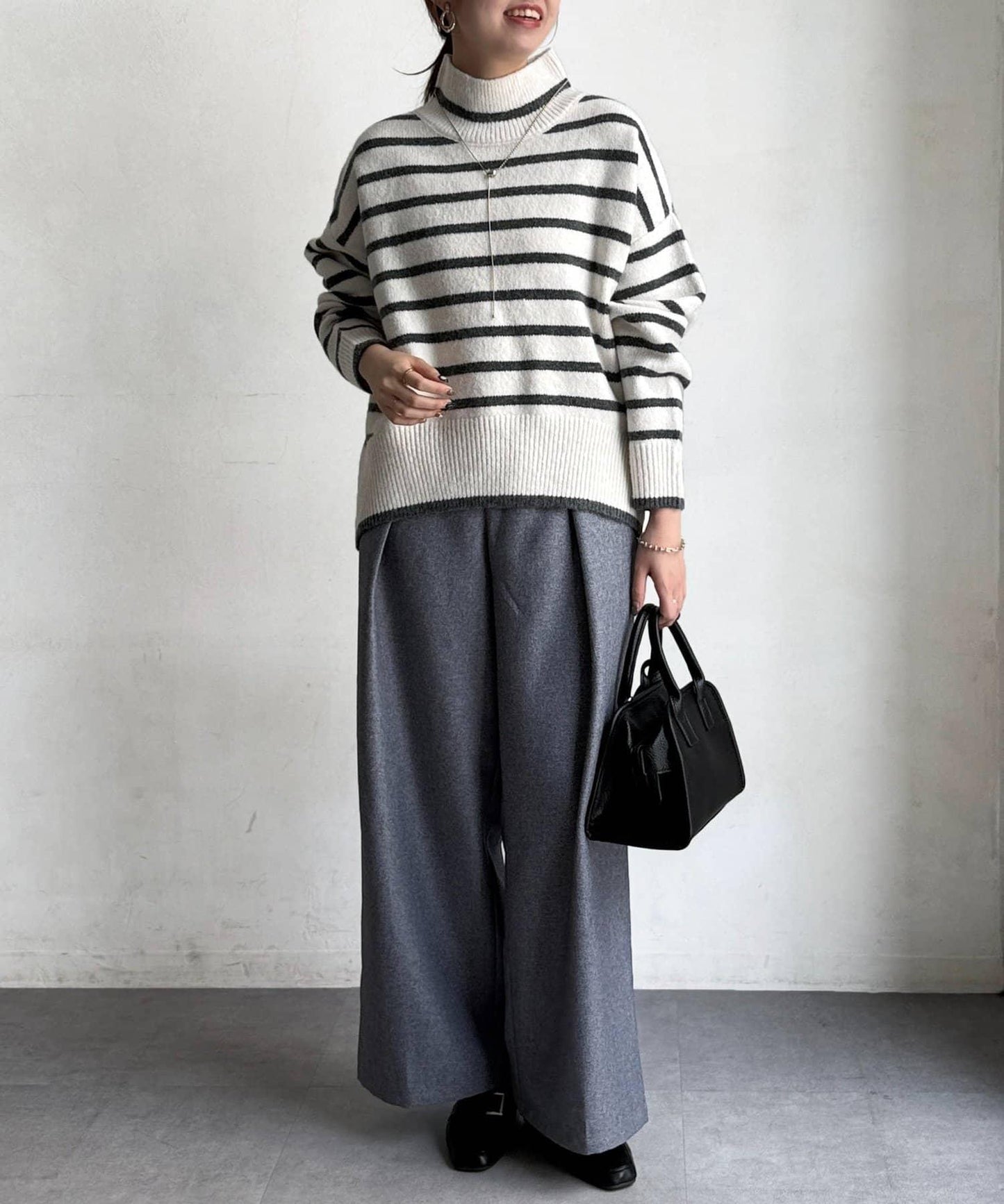 後開叉高領針織套頭衫