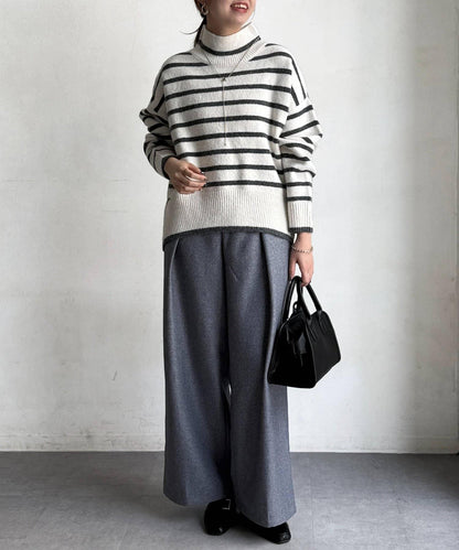 後開叉高領針織套頭衫