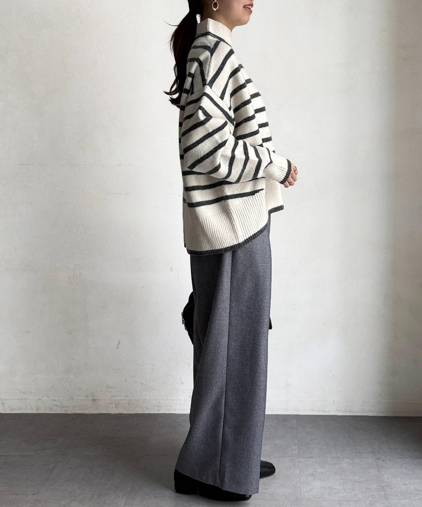 後開叉高領針織套頭衫