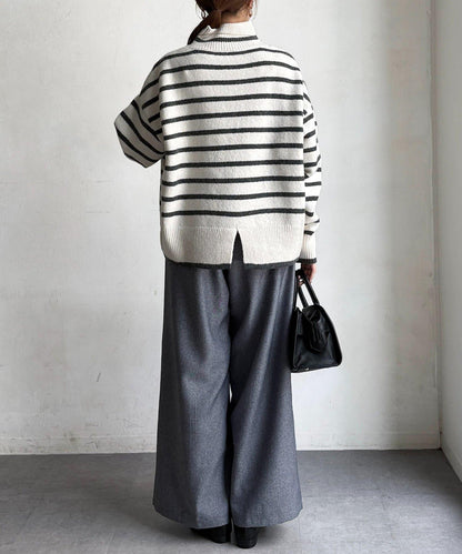 後開叉高領針織套頭衫