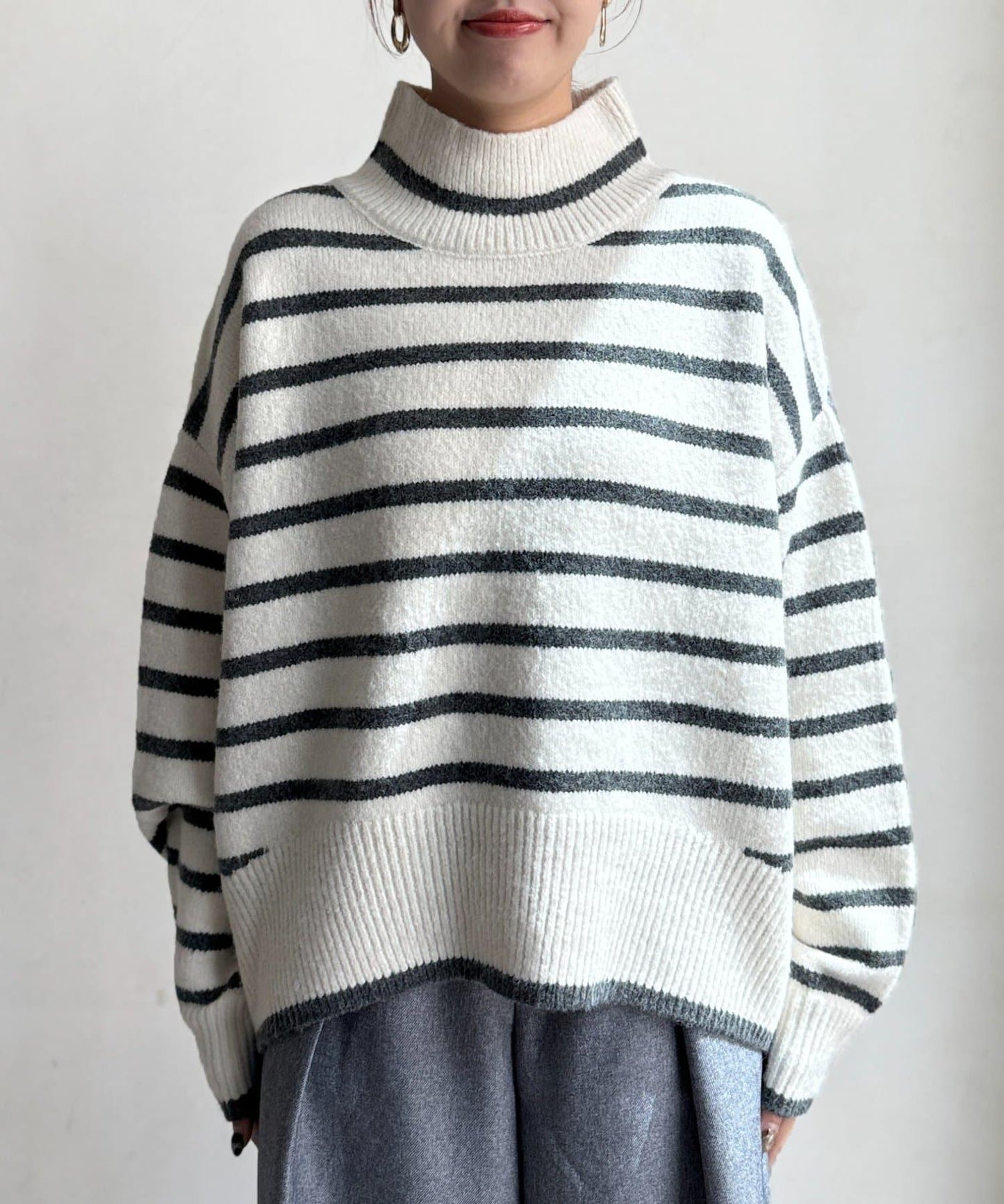 後開叉高領針織套頭衫