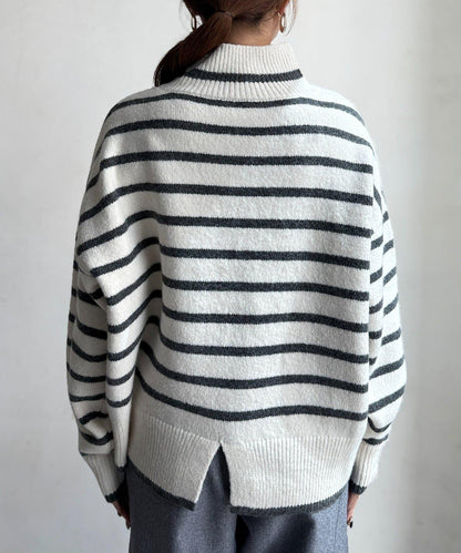 後開叉高領針織套頭衫