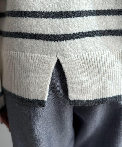 後開叉高領針織套頭衫