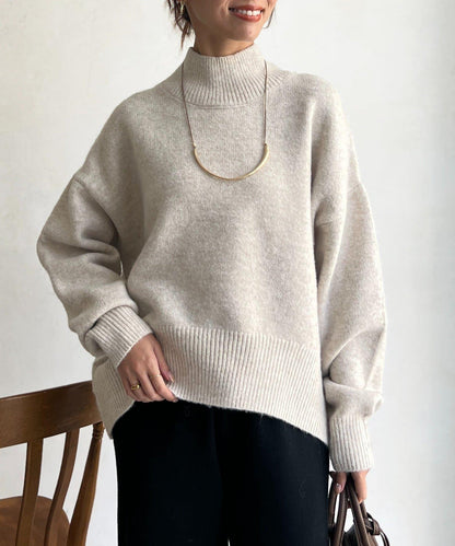 後開叉高領針織套頭衫