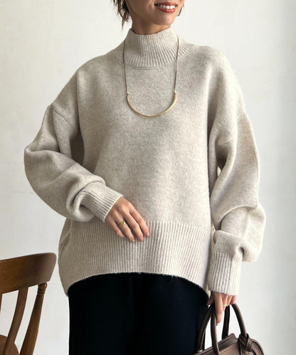 後開叉高領針織套頭衫