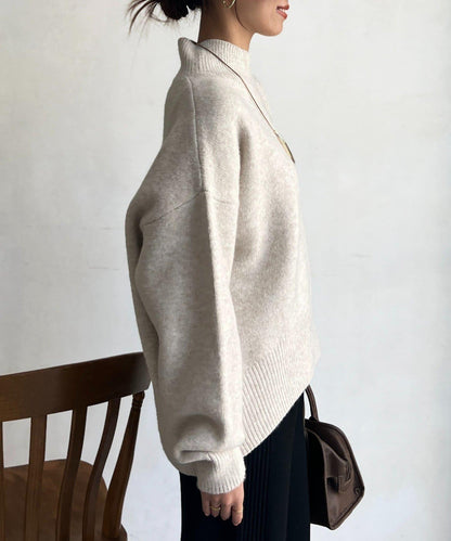 後開叉高領針織套頭衫