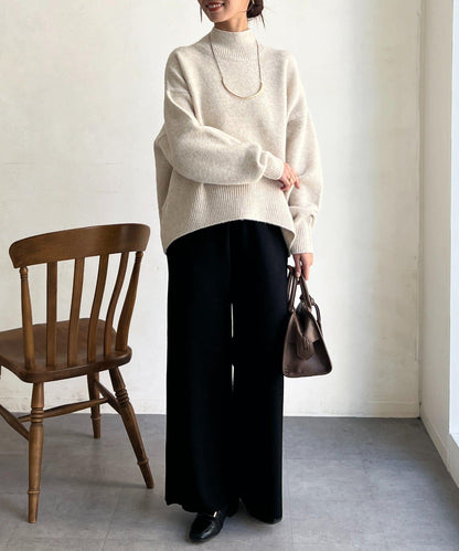 後開叉高領針織套頭衫