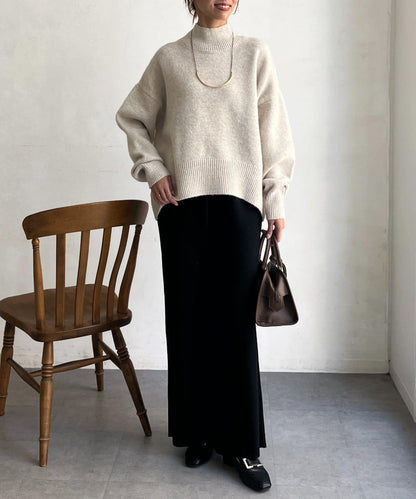 後開叉高領針織套頭衫