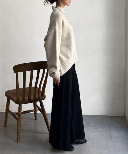 後開叉高領針織套頭衫