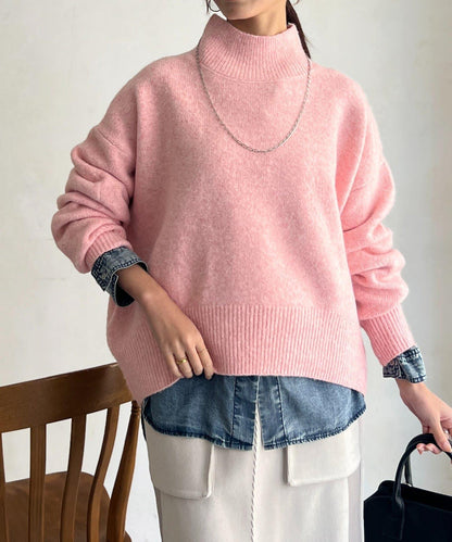 後開叉高領針織套頭衫