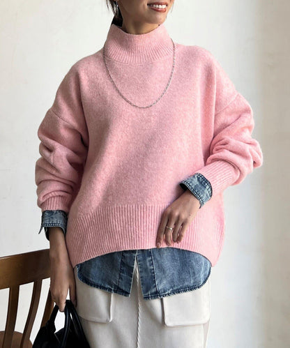 後開叉高領針織套頭衫